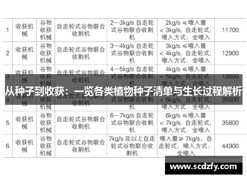 从种子到收获：一览各类植物种子清单与生长过程解析